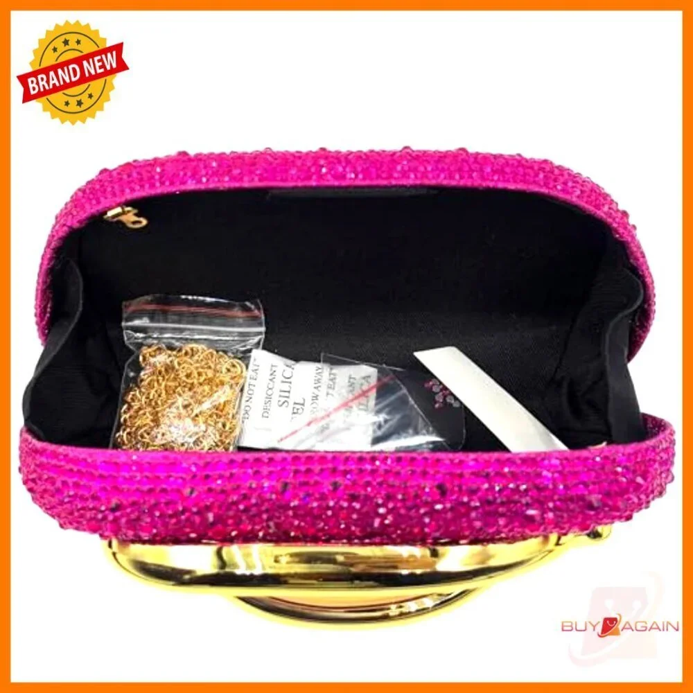 Mini Rhinestone Clutch Evening Bag with Detachable Chain Straps